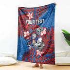 Personalised Newcastle Knights Blanket Polynesian Tribal Pattern With Rugby Knight Mascot Art