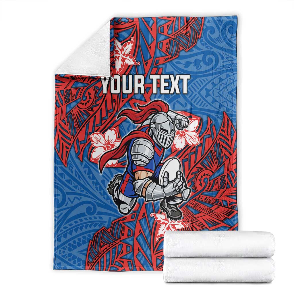 Personalised Newcastle Knights Blanket Polynesian Tribal Pattern With Rugby Knight Mascot Art
