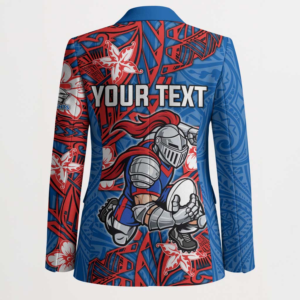 Personalised Newcastle Knights Blazer Polynesian Tribal Pattern With Rugby Knight Mascot Art