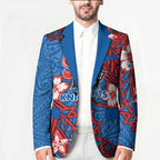 Personalised Newcastle Knights Blazer Polynesian Tribal Pattern With Rugby Knight Mascot Art