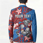 Personalised Newcastle Knights Blazer Polynesian Tribal Pattern With Rugby Knight Mascot Art