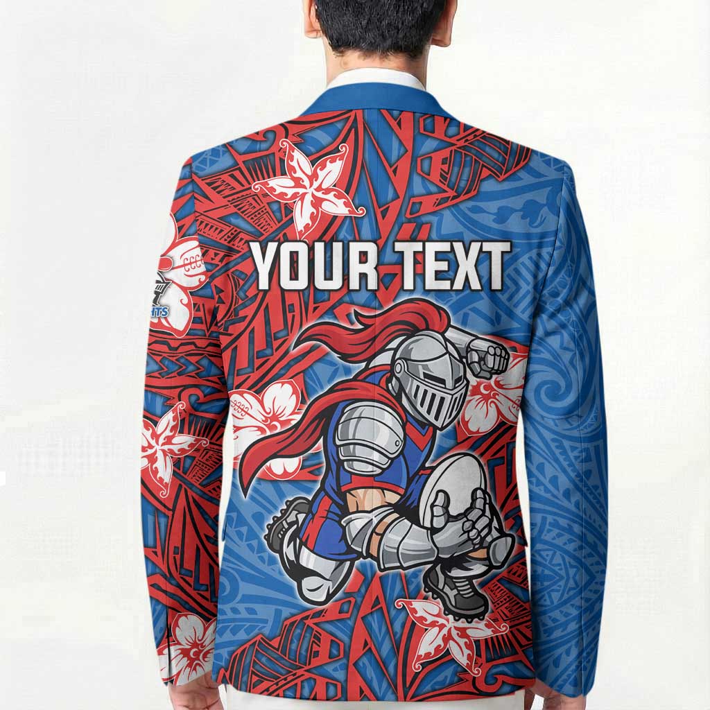 Personalised Newcastle Knights Blazer Polynesian Tribal Pattern With Rugby Knight Mascot Art