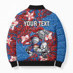 Personalised Newcastle Knights Bomber Puffer Jacket Polynesian Tribal Pattern With Rugby Knight Mascot Art