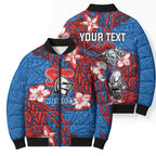 Personalised Newcastle Knights Bomber Puffer Jacket Polynesian Tribal Pattern With Rugby Knight Mascot Art