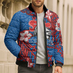 Personalised Newcastle Knights Bomber Puffer Jacket Polynesian Tribal Pattern With Rugby Knight Mascot Art