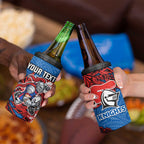 Personalised Newcastle Knights 4 in 1 Can Cooler Tumbler Polynesian Tribal Pattern With Rugby Knight Mascot Art