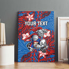 Personalised Newcastle Knights Canvas Wall Art Polynesian Tribal Pattern With Rugby Knight Mascot Art