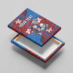 Personalised Newcastle Knights Canvas Wall Art Polynesian Tribal Pattern With Rugby Knight Mascot Art