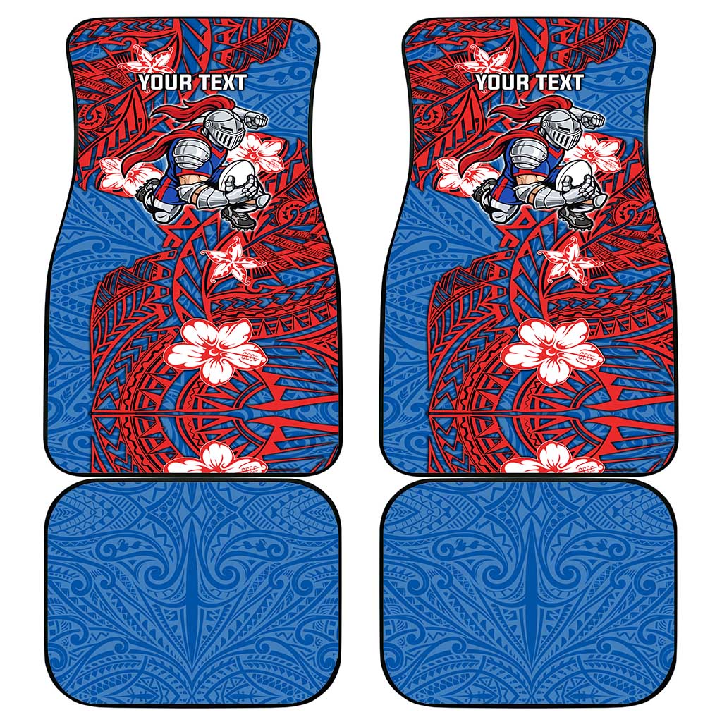 Personalised Newcastle Knights Car Mats Polynesian Tribal Pattern With Rugby Knight Mascot Art