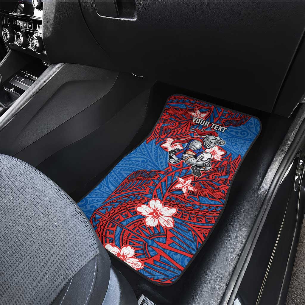Personalised Newcastle Knights Car Mats Polynesian Tribal Pattern With Rugby Knight Mascot Art