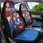 Personalised Newcastle Knights Car Seat Cover Polynesian Tribal Pattern With Rugby Knight Mascot Art