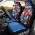 Personalised Newcastle Knights Car Seat Cover Polynesian Tribal Pattern With Rugby Knight Mascot Art