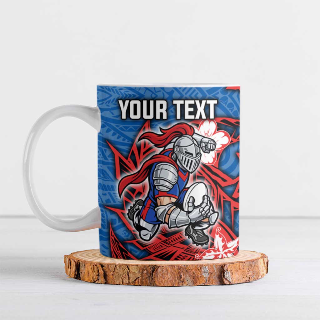 Personalised Newcastle Knights Ceramic Mug Polynesian Tribal Pattern With Rugby Knight Mascot Art