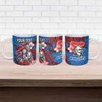 Personalised Newcastle Knights Ceramic Mug Polynesian Tribal Pattern With Rugby Knight Mascot Art