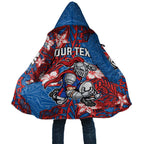 Personalised Newcastle Knights Cloak Polynesian Tribal Pattern With Rugby Knight Mascot Art
