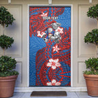 Personalised Newcastle Knights Door Cover Polynesian Tribal Pattern With Rugby Knight Mascot Art