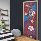 Personalised Newcastle Knights Door Cover Polynesian Tribal Pattern With Rugby Knight Mascot Art