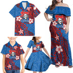 Personalised Newcastle Knights Family Matching Off Shoulder Maxi Dress and Hawaiian Shirt Polynesian Tribal Pattern With Rugby Knight Mascot Art