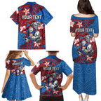 Personalised Newcastle Knights Family Matching Puletasi and Hawaiian Shirt Polynesian Tribal Pattern With Rugby Knight Mascot Art