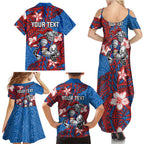 Personalised Newcastle Knights Family Matching Summer Maxi Dress and Hawaiian Shirt Polynesian Tribal Pattern With Rugby Knight Mascot Art