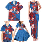 Personalised Newcastle Knights Family Matching Tank Maxi Dress and Hawaiian Shirt Polynesian Tribal Pattern With Rugby Knight Mascot Art