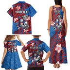 Personalised Newcastle Knights Family Matching Tank Maxi Dress and Hawaiian Shirt Polynesian Tribal Pattern With Rugby Knight Mascot Art