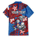 Personalised Newcastle Knights Family Matching Tank Maxi Dress and Hawaiian Shirt Polynesian Tribal Pattern With Rugby Knight Mascot Art
