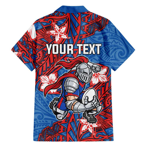 Personalised Newcastle Knights Family Matching Tank Maxi Dress and Hawaiian Shirt Polynesian Tribal Pattern With Rugby Knight Mascot Art