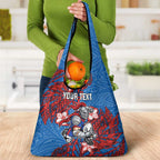 Personalised Newcastle Knights Grocery Bag Polynesian Tribal Pattern With Rugby Knight Mascot Art