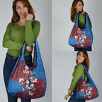 Personalised Newcastle Knights Grocery Bag Polynesian Tribal Pattern With Rugby Knight Mascot Art