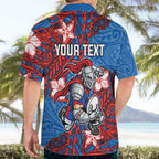 Personalised Newcastle Knights Hawaiian Shirt Polynesian Tribal Pattern With Rugby Knight Mascot Art
