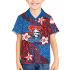 Personalised Newcastle Knights Hawaiian Shirt Polynesian Tribal Pattern With Rugby Knight Mascot Art