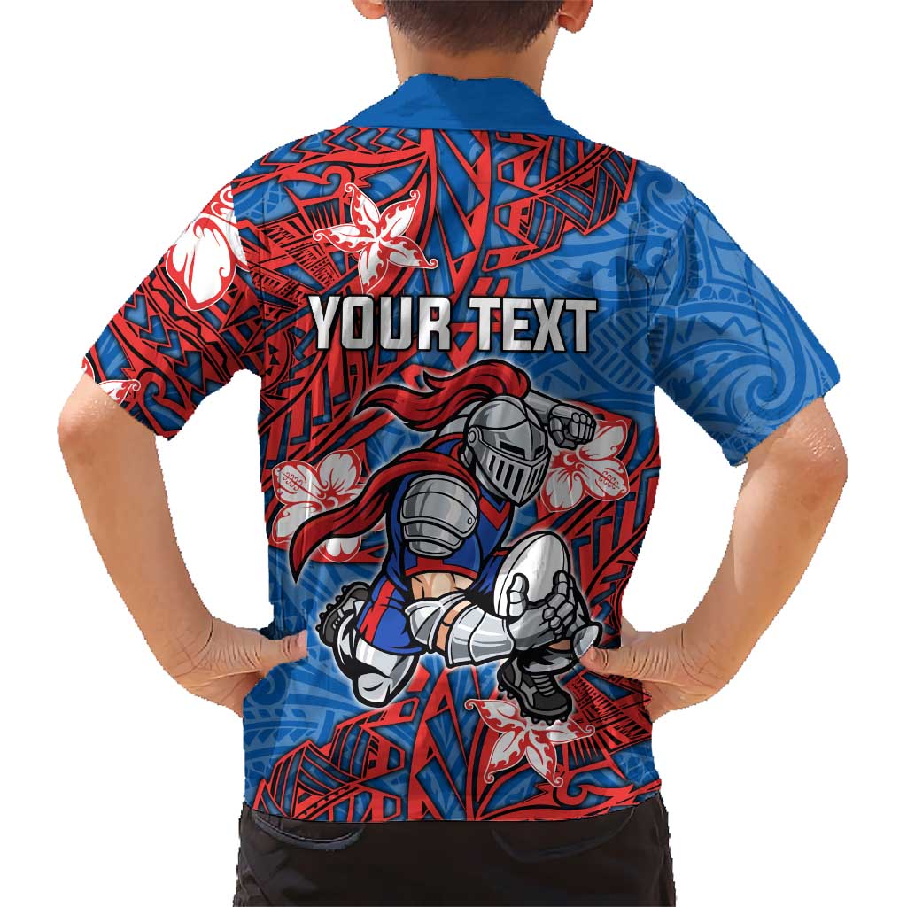 Personalised Newcastle Knights Hawaiian Shirt Polynesian Tribal Pattern With Rugby Knight Mascot Art