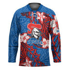 Personalised Newcastle Knights Hockey Jersey Polynesian Tribal Pattern With Rugby Knight Mascot Art