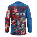 Personalised Newcastle Knights Hockey Jersey Polynesian Tribal Pattern With Rugby Knight Mascot Art