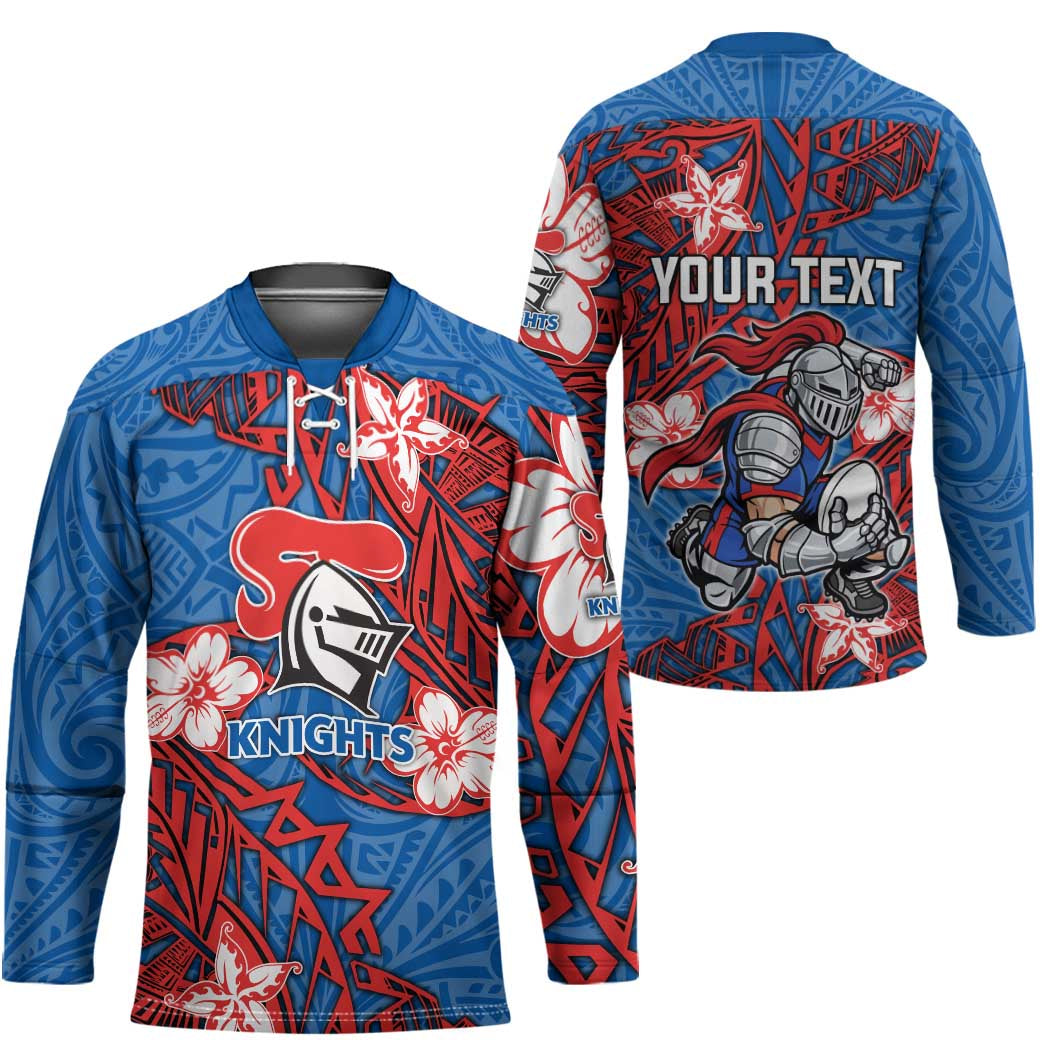 Personalised Newcastle Knights Hockey Jersey Polynesian Tribal Pattern With Rugby Knight Mascot Art