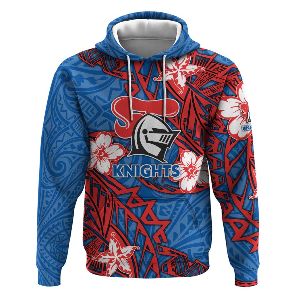 Personalised Newcastle Knights Hoodie Polynesian Tribal Pattern With Rugby Knight Mascot Art