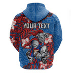 Personalised Newcastle Knights Hoodie Polynesian Tribal Pattern With Rugby Knight Mascot Art
