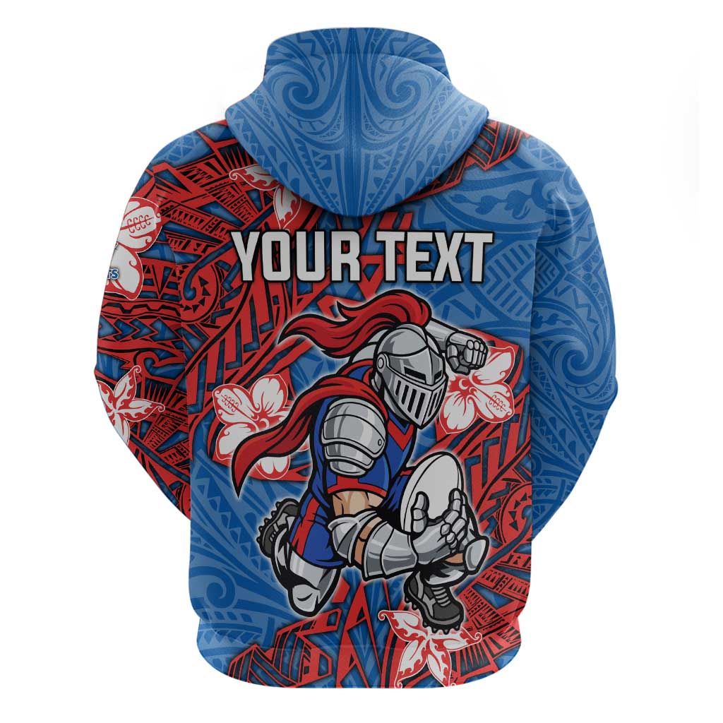 Personalised Newcastle Knights Hoodie Polynesian Tribal Pattern With Rugby Knight Mascot Art