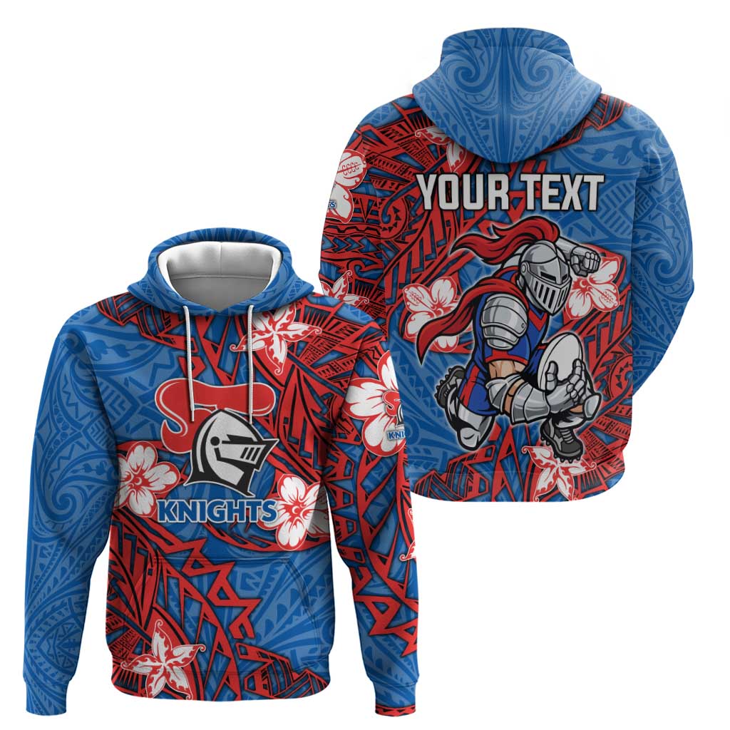 Personalised Newcastle Knights Hoodie Polynesian Tribal Pattern With Rugby Knight Mascot Art