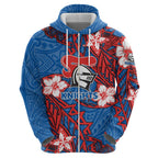 Personalised Newcastle Knights Hoodie Polynesian Tribal Pattern With Rugby Knight Mascot Art