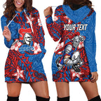 Personalised Newcastle Knights Hoodie Dress Polynesian Tribal Pattern With Rugby Knight Mascot Art
