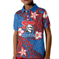 Personalised Newcastle Knights Kid Polo Shirt Polynesian Tribal Pattern With Rugby Knight Mascot Art