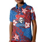 Personalised Newcastle Knights Kid Polo Shirt Polynesian Tribal Pattern With Rugby Knight Mascot Art