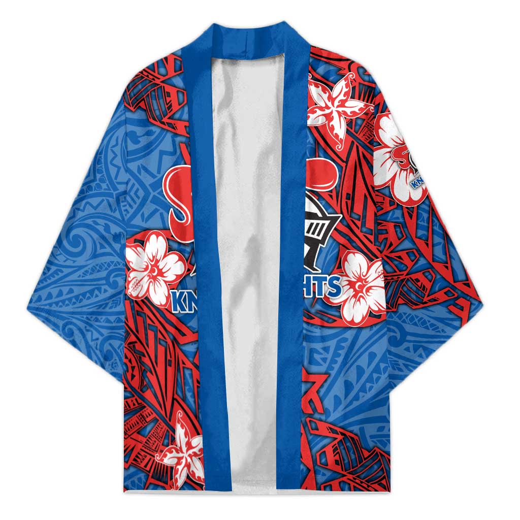 Personalised Newcastle Knights Kimono Polynesian Tribal Pattern With Rugby Knight Mascot Art