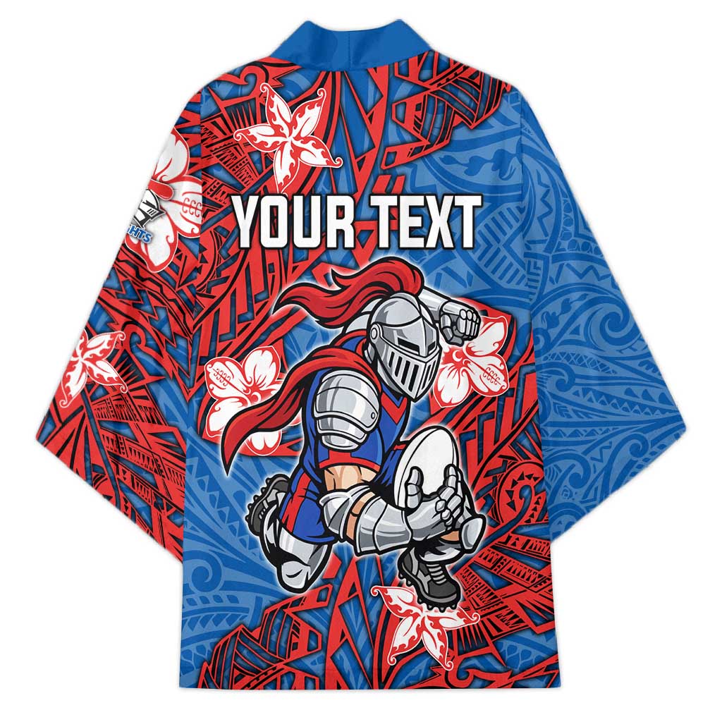 Personalised Newcastle Knights Kimono Polynesian Tribal Pattern With Rugby Knight Mascot Art
