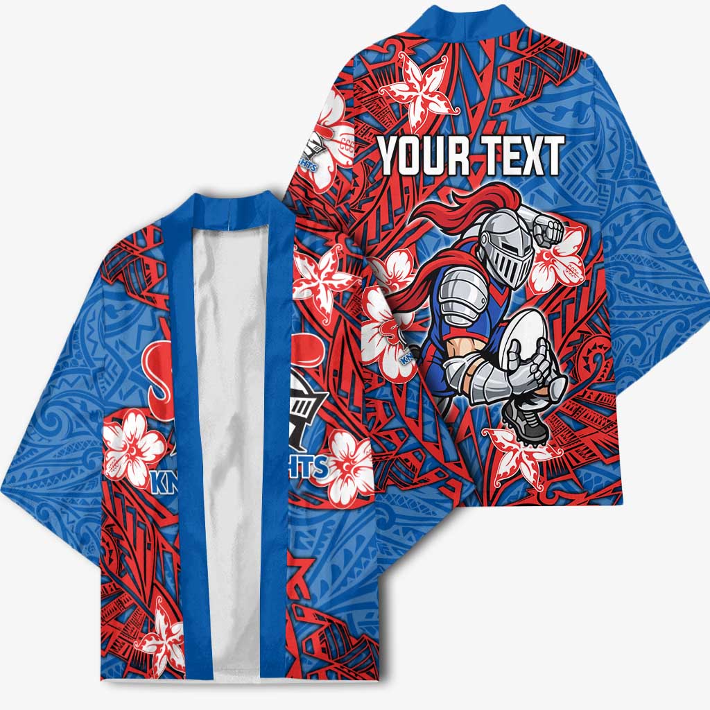 Personalised Newcastle Knights Kimono Polynesian Tribal Pattern With Rugby Knight Mascot Art