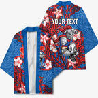 Personalised Newcastle Knights Kimono Polynesian Tribal Pattern With Rugby Knight Mascot Art
