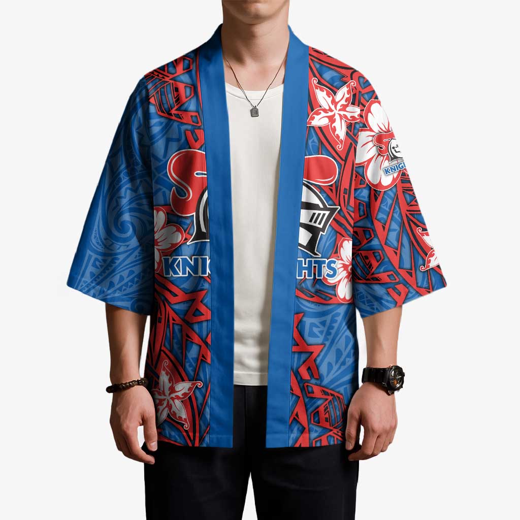 Personalised Newcastle Knights Kimono Polynesian Tribal Pattern With Rugby Knight Mascot Art