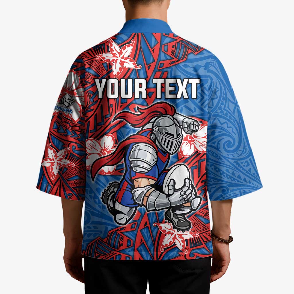 Personalised Newcastle Knights Kimono Polynesian Tribal Pattern With Rugby Knight Mascot Art